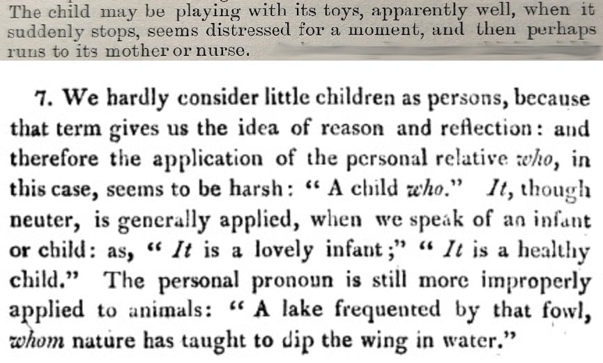Lindley Murray children's pronoun is "it"